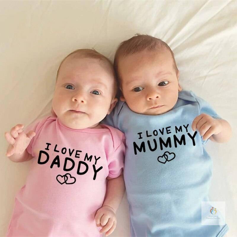 I Love My Daddy Mummy Twins Bodysuits