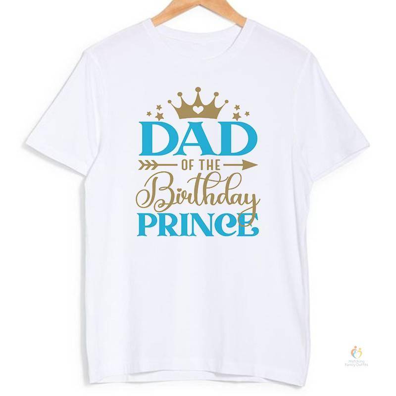 Birthday Prince Family Matching Clothes Mother Father Kids T Shirts Tops Baby Bodysuit Boys Birthday Party Look Outfits 1 2