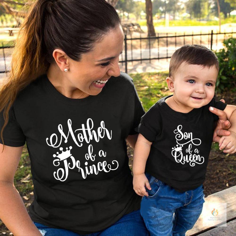 Son of Queen Mother of A Prince Mommy and Son Shirts Mommy and Kid Baby Boy Matching Tshirts Summer Matching Family TShi