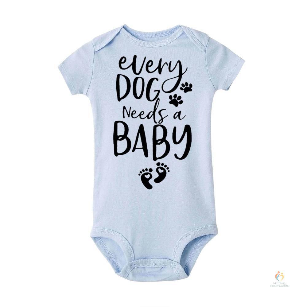 0 24M Infant Newborn Baby Girls Boys Short Sleeve Every Dog Needs A Baby Letter Print Romper Jumpsuit Outfit Clothes Sum 6