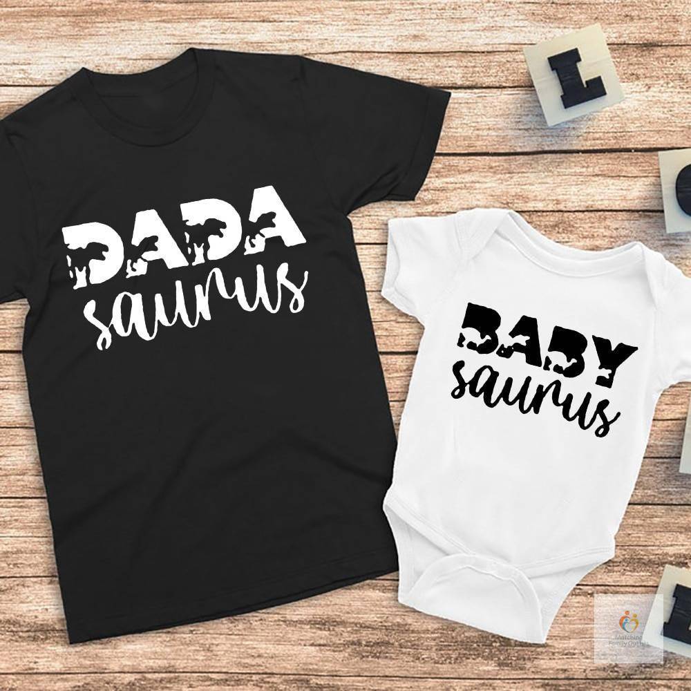 Dinosaur Matching Family T Shirts Daddy and Baby Saurus Shirts Family Matching Outfits Dad and Kids Tees Baby Bodysuit C 16