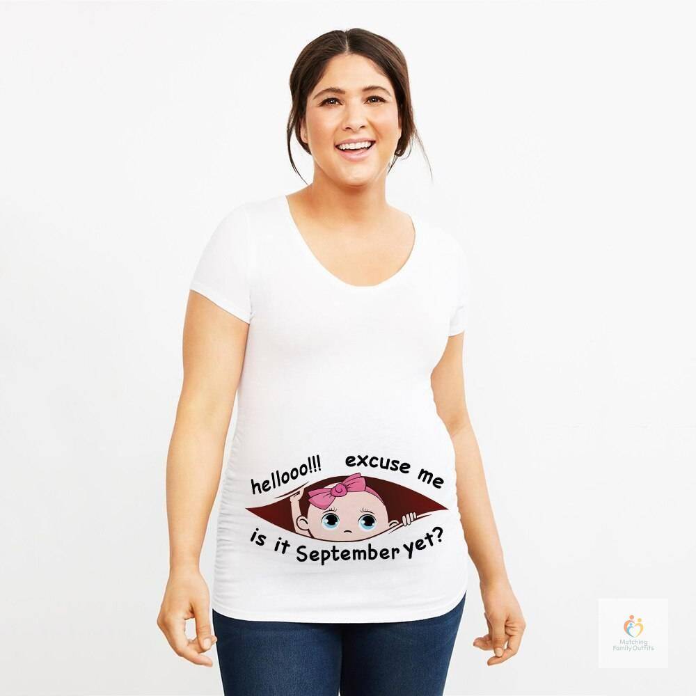 Excuse Me Is It January Yet 12 Monthes Summer Maternity Pregnancy T Shirt Women Tee Letter Print Pregnant Clothes Funny 1 2