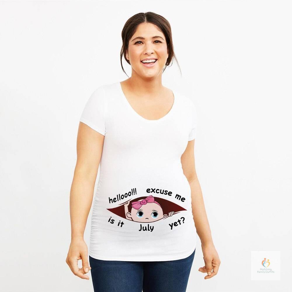 Excuse Me Is It January Yet 12 Monthes Summer Maternity Pregnancy T Shirt Women Tee Letter Print Pregnant Clothes Funny 1 3