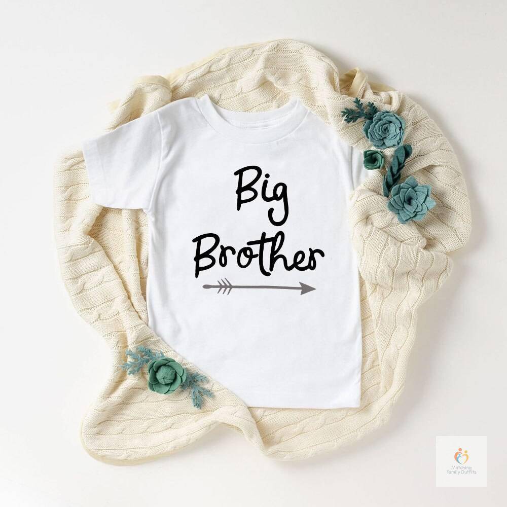 Family Matching Kids Baby Little Sister Short Sleeve Letters Rompers Bodysuit Big Brother Casual T shirt Tops Kids Boys 1 6