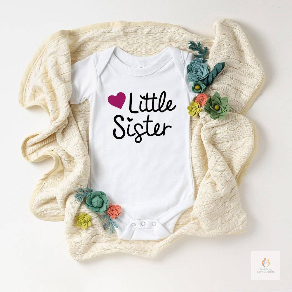 Family Matching Kids Baby Little Sister Short Sleeve Letters Rompers Bodysuit Big Brother Casual T shirt Tops Kids Boys 1 7