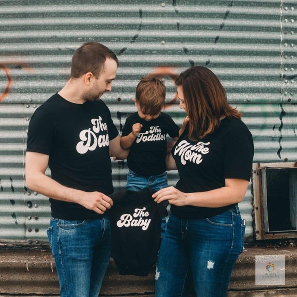 Family Set of 4 Coordinating Tshirts Matching T shirts for Family of 4 New Baby Announcement 2nd Baby Announcement Big B