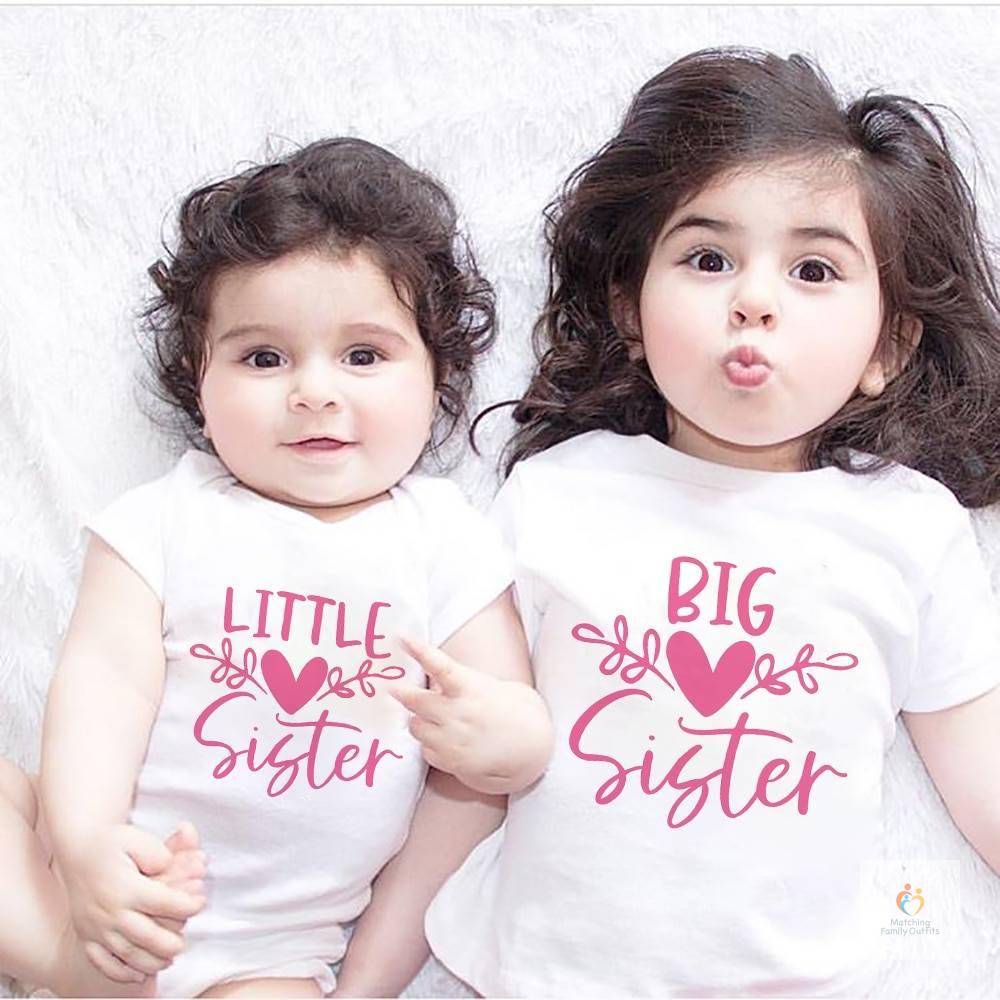 Sibling Sister Matching T shirts Big Sister Little Sister Matching Shirts Kids Tops Baby Bodysuits Pregnancy Announcemen