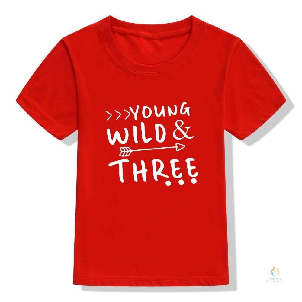 Young Wild and Three Toddler Tshirt 3rd Birthday Shirt Girl Boy Casual Shirt Tops Fashion Style Streetwear Children Gift 2