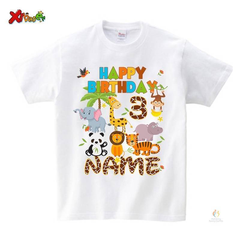Zoo Animal Birthday Tshirt Family Matching Clothes Kids Boy Shirt 3 year Party Girls TShirt Clothing Children Outfit Cus 2