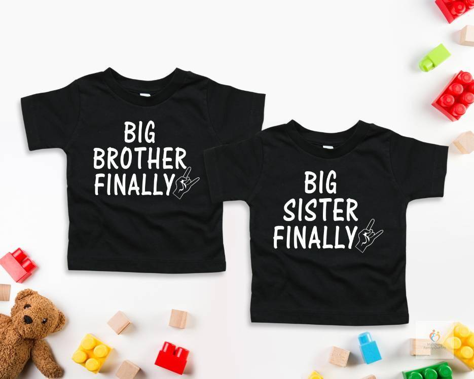 Big Brother 8211 Big Sister Finally T shirts Pregnancy Announcement T shirts and Baby Shower Gifts Siblings Matching Out 7
