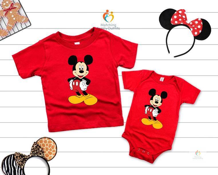 Birthday Party T shirts Matching Family Outfits Color Minnie Mouse Red Size 1 pc Baby romper 12M 2