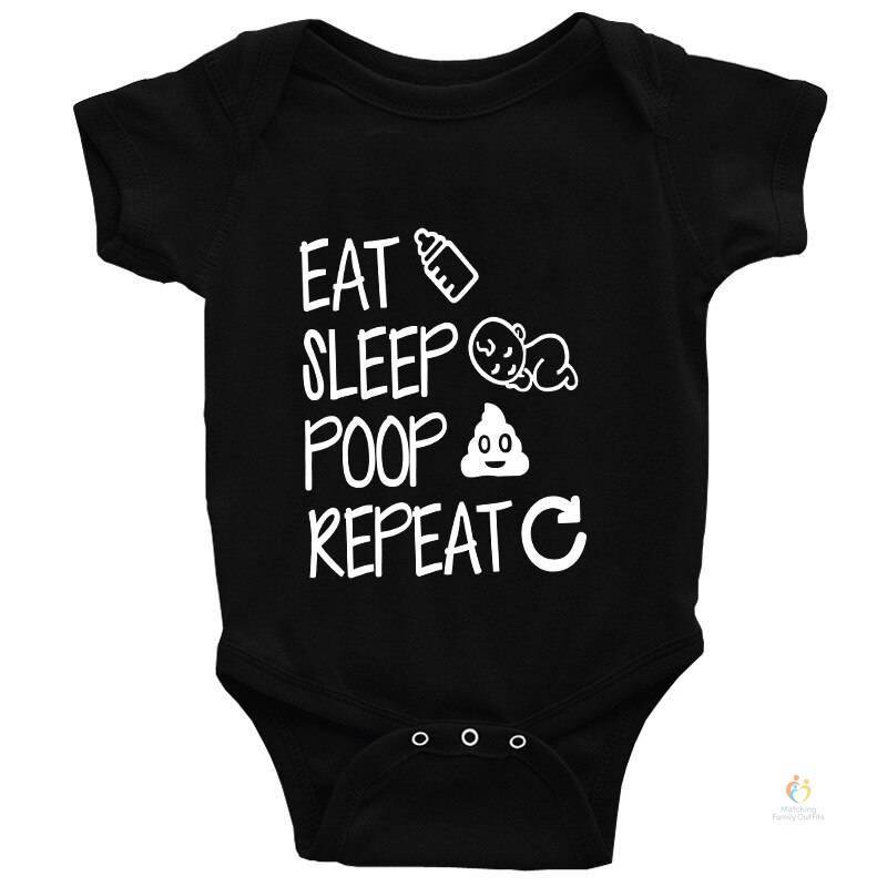 0 24M Toddler Romper Unisex Baby Girl Clothes EAT SLEEP POOP Jumpsuit Cotton Lovely Girls Ourfits Polyester Infant Boys