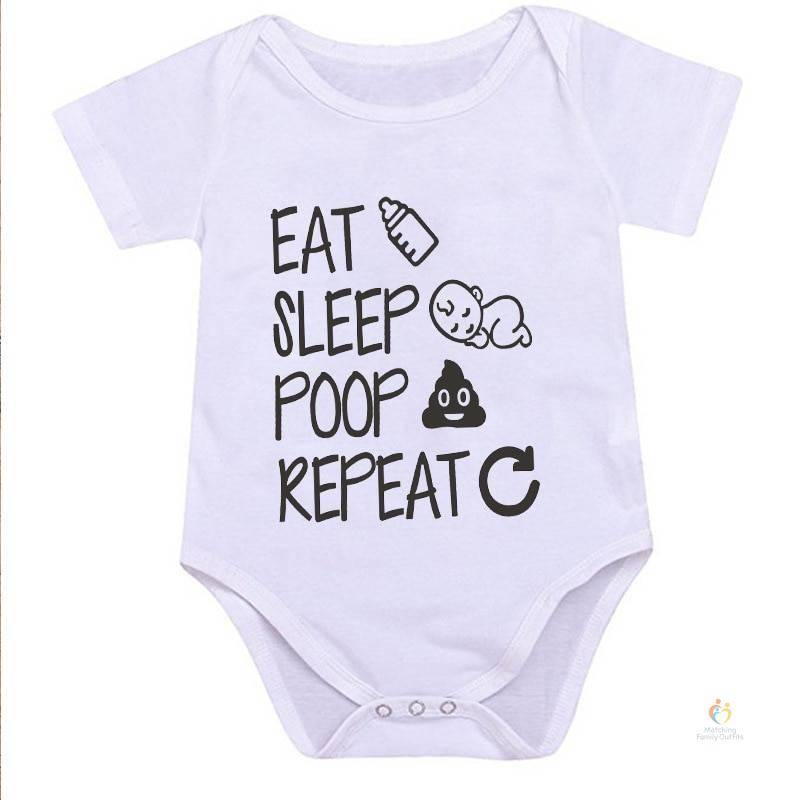 0 24M Toddler Romper Unisex Baby Girl Clothes EAT SLEEP POOP Jumpsuit Cotton Lovely Girls Ourfits Polyester Infant Boys 1 2