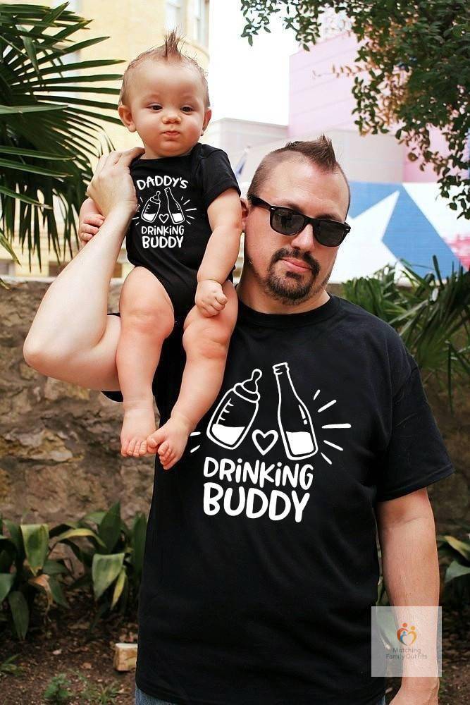 1pc Drinking Buddies Milk and Beer Family Matching Shirts Father and SonDaughter Dad and Son Daddy and Me Shirt New Dad