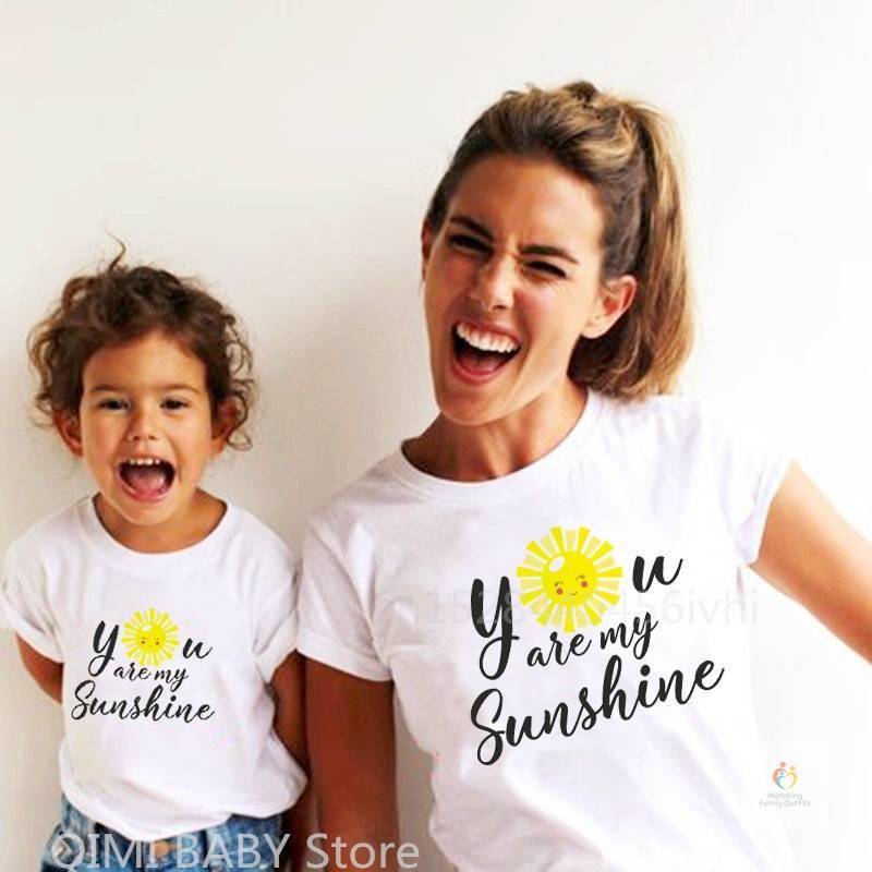 1pc You Are My Sunshine T Shirt Mommy and Daughter Matching Tshirts Family Look Shirts Mother Son Outfits Tops Clearance