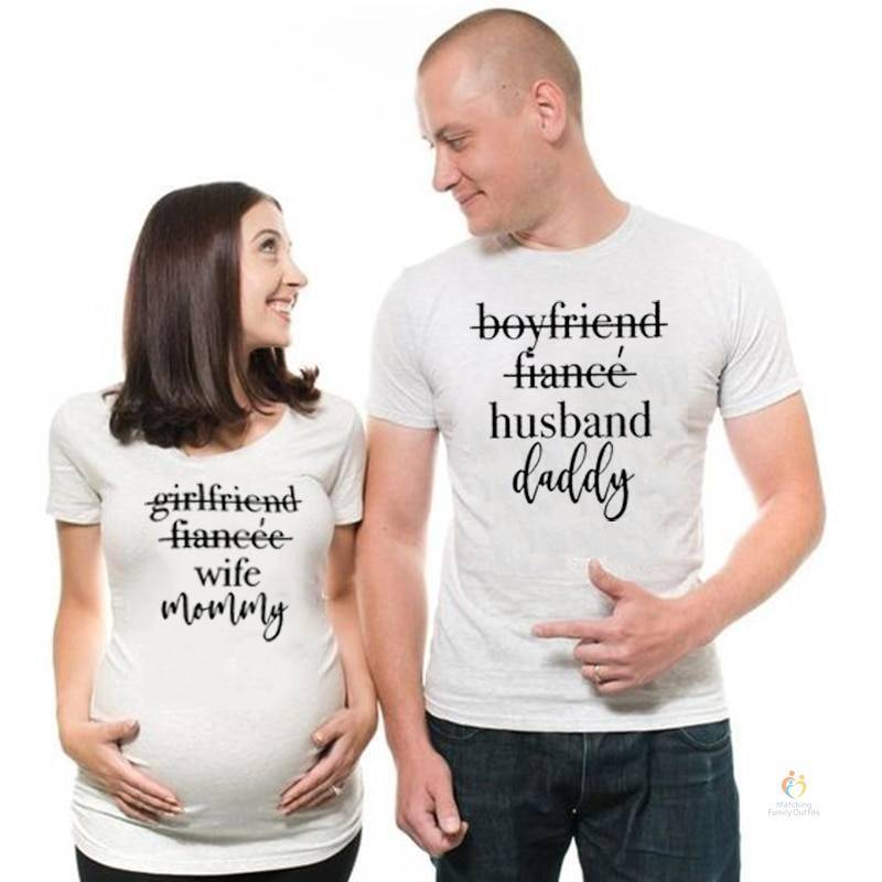 1pcs Mommy Daddy To Be Tshirt Funny Pregnancy Announcement T Shirts Couples Pregnant Plus Size Family Matching T shirts
