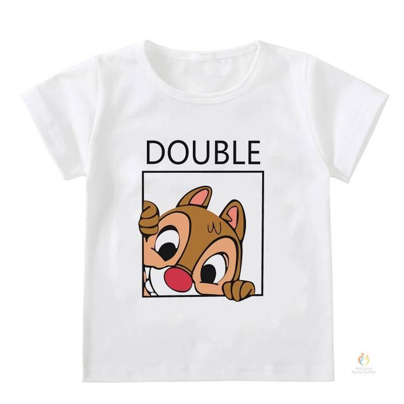 Chip and Dale Disney Kids Tshirts Cartoon Double and Trouble Print Summer Twins Tops Tees Funny Boys Girls Best Friends 1 2