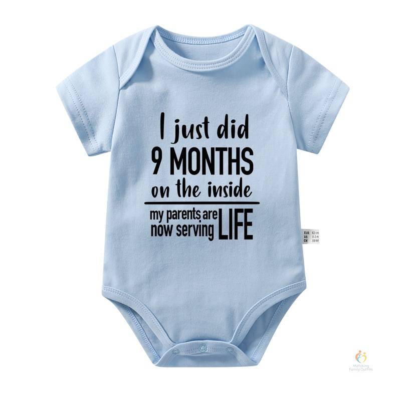 I Just Did 9 Months On the Inside Funny Baby Bodysuits Cotton Short Sleeve Boys Girls Rompers Infant Toddler Ropa Jumpsu 2