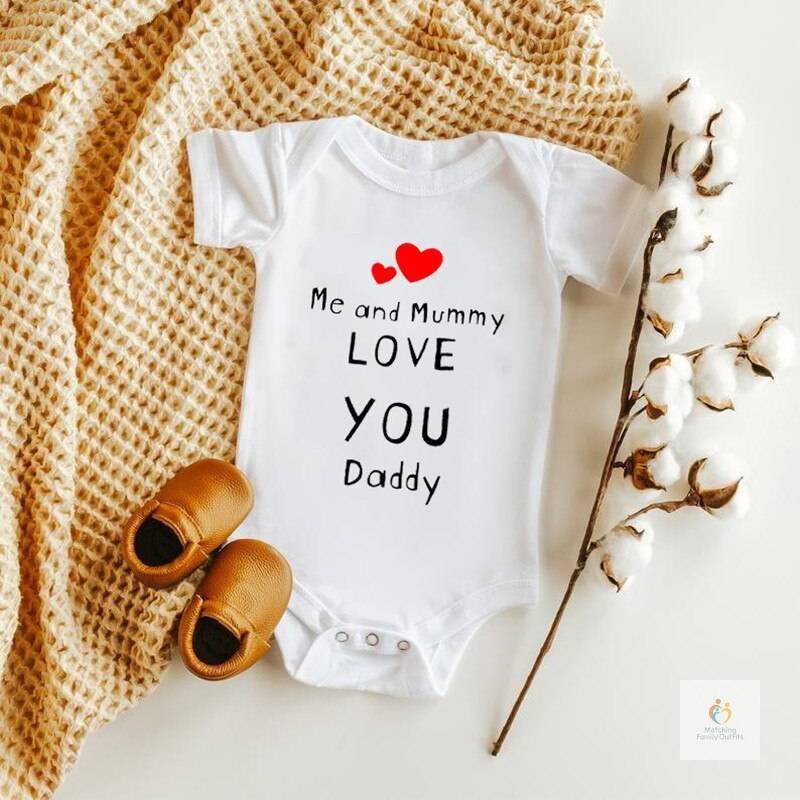 Me and Mummy Love You Daddy Baby Boys Girls Bodysuits Cotton Short Sleeve Infant Rompers Newborn Baby Clothes Father039s