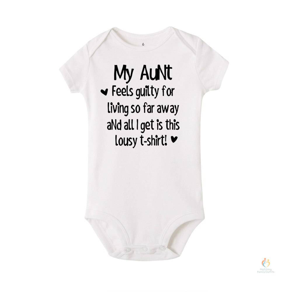 My Aunt Feels Guilty Baby Bodysuit Infant Jumpsuit Short Sleeve Baby Boys Girls Clothes Newborn Baby Clothing Clearance 1 2