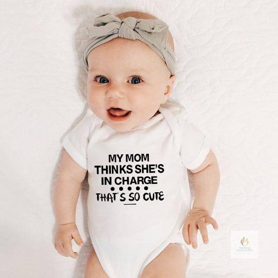 Newborn Baby Girls Boys Short Sleeve My Mom Thinks She Is In Charge That039s So Cute Letter Print Romper Jumpsuit Outfit