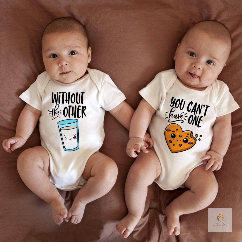 Twin Bodysuit Can039t Have One Without The Other Baby Romper Funny Milk and Cookie Twin Bodysuits Cute Best Friend Baby