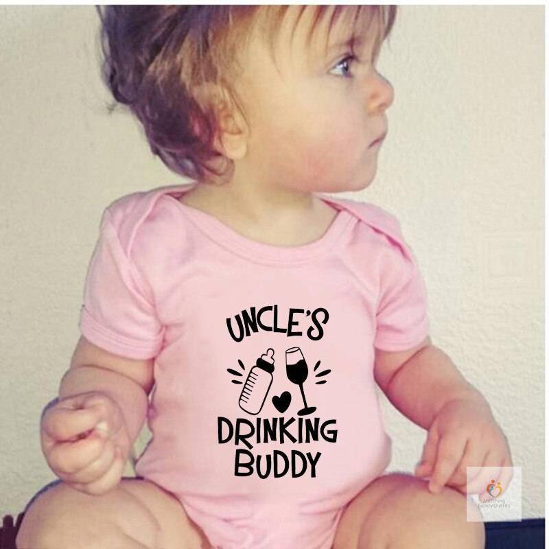 Uncle039s Drinking Buddy Baby Bodysuit Onesie Funny Cotton Short Sleeve Uncle Shower Gift Infant Newborn Rompers Body Ba