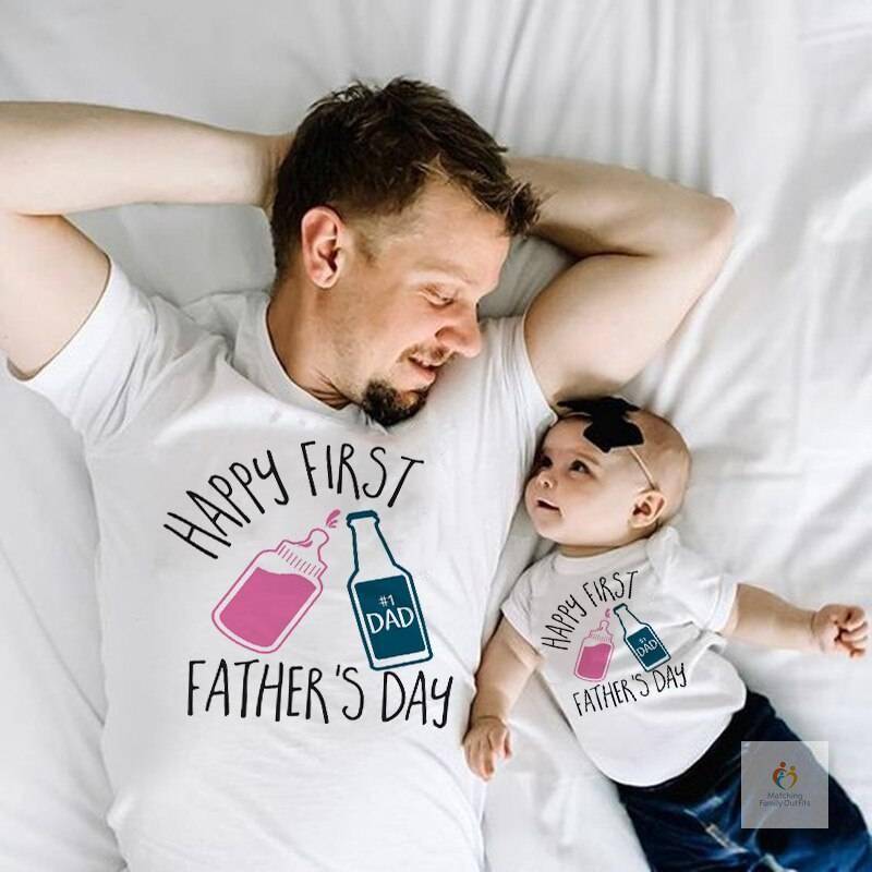 Happy Father's Day Family Matching Clothes Father T-shirt Tops Daughter Son Romper Daddy and Baby Match Outfits T Shirts Gifts