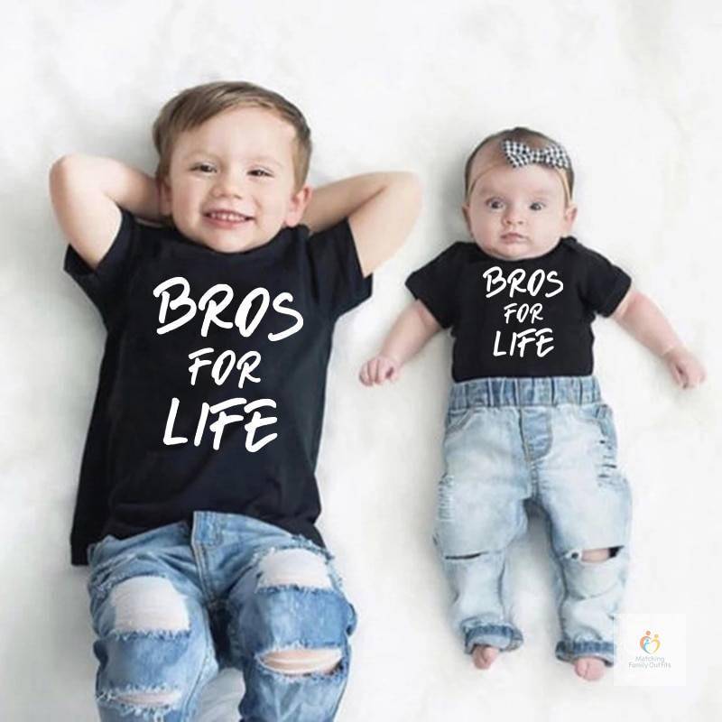 Sibling Matching Brother Shirts Bros for Life Big Brother Little Brother Outfits Shirts for Brothers Boys Brother Tshirt Clothes