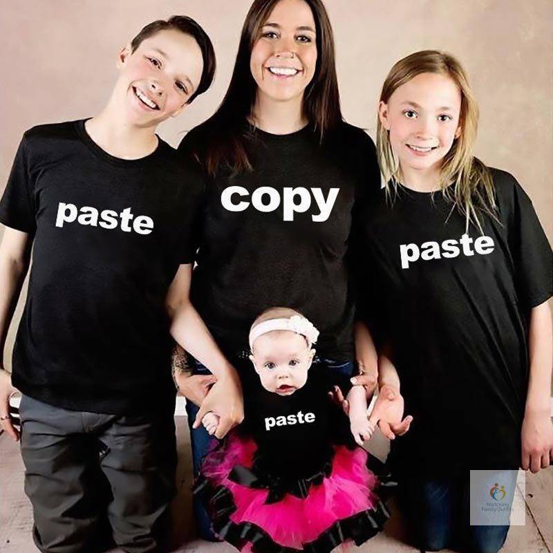 Family Matching Outfits Copy Paste T Shirt Mother Father Daughter Son Set Mommy And Me Daddy Baby Boy Girl Clothes Family Look