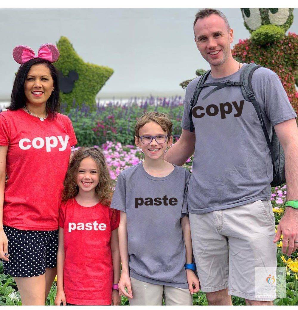 Family Matching Outfits Copy Paste T Shirt Mother Father Daughter Son Set Mommy And Me Daddy Baby Boy Girl Clothes Family Look