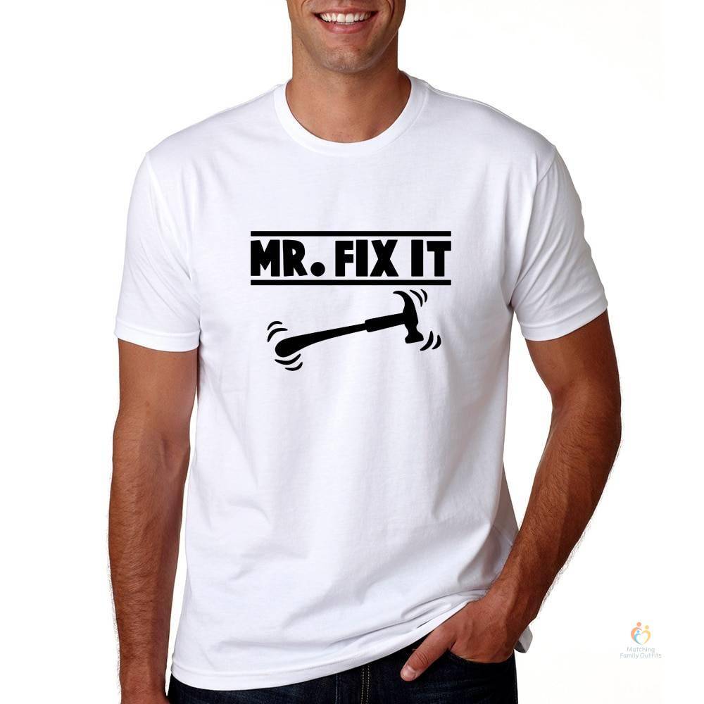 Mr Broke It and Mr Fix It Family Look Daddy Me Family Matching Clothes Shirts Dad Baby Clothes Short Sleeve T-shirt Clothes 1pc