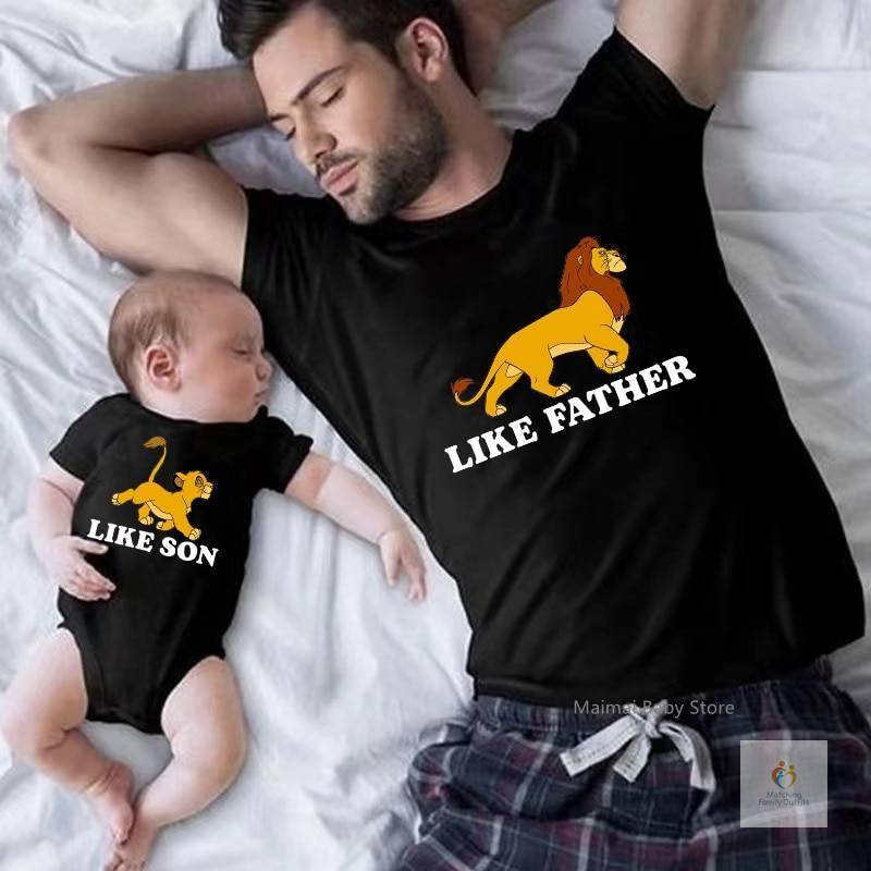New Disney The Lion King Shirts Like Father Like Son Family Matching Outfits Cotton Daddy and Me Simba Mufasa Tshirt Dad Gifts