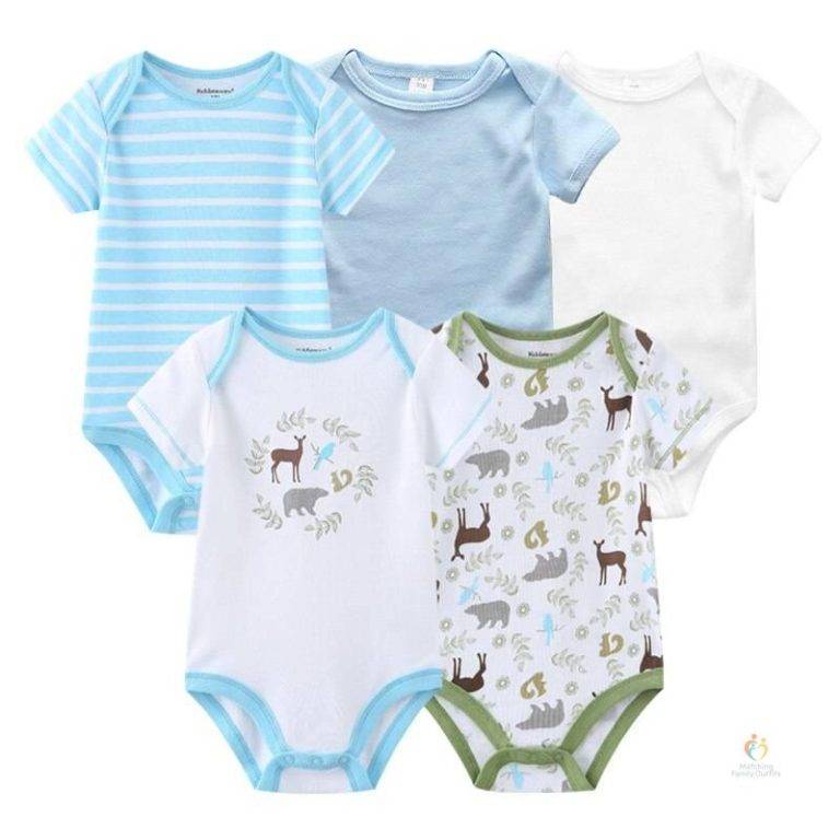 5Pieces Unisex Bodysuits 2023 Newborn Baby Girl Clothes Cotton Cartoon Baby Boy Clothes Set Solid Color Print Summer Bebes