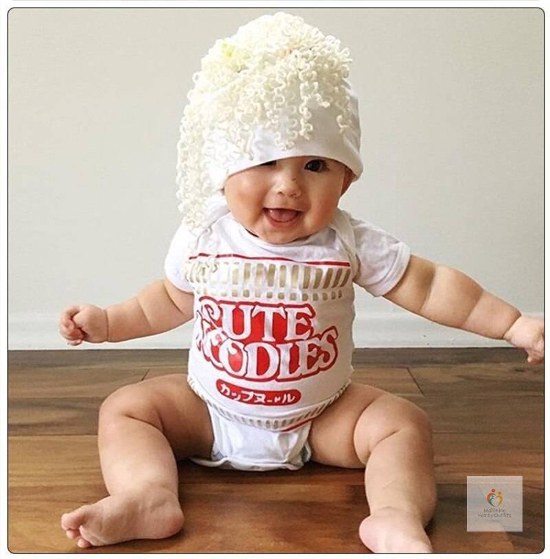 Summer Newborn Infant Baby Clothes Instant Noodles Design Funny Cute Toddler Jumpsuits Bodysuits Outfits DS9