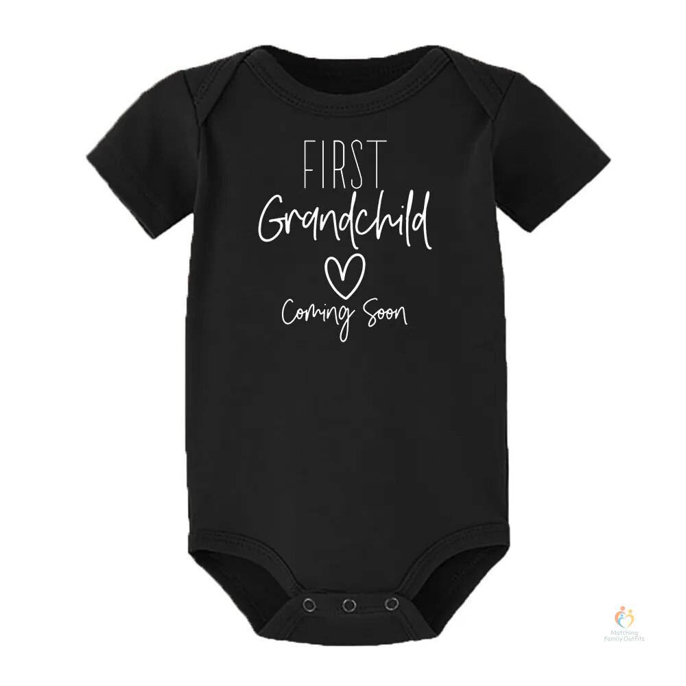 First Grandchild Coming Soon Announcement Newborn Baby Bodysuits Funny Boy Girl Short Sleeve Jumpsuit Gift for New Grandparents