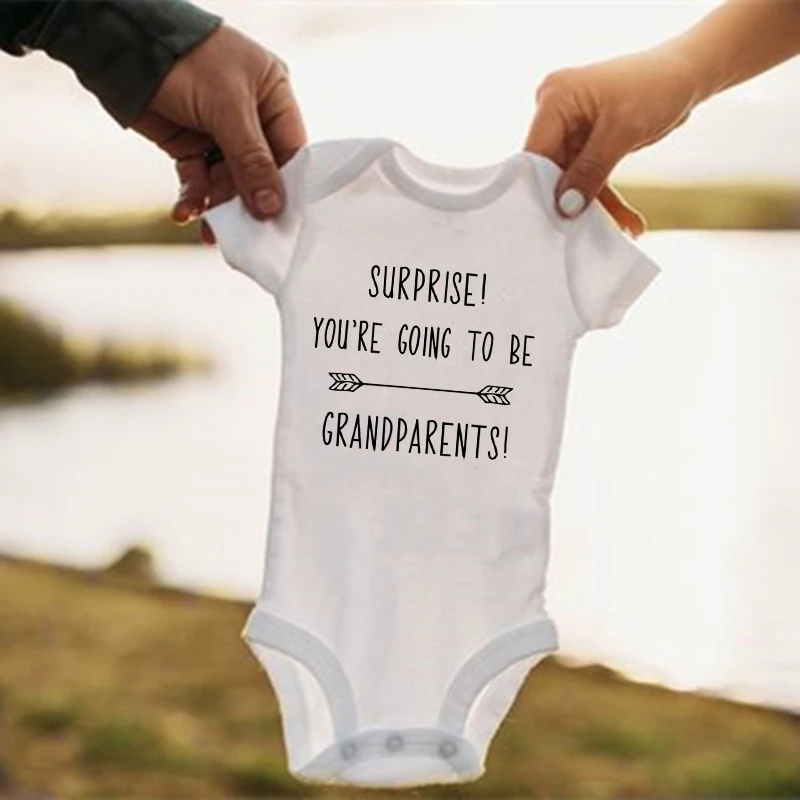 Surprise You’re Going To Be Grandparents Baby Bodysuit Pregnancy Announcement Baby Clothes Infant Bodysuit New Grandparent Gifts