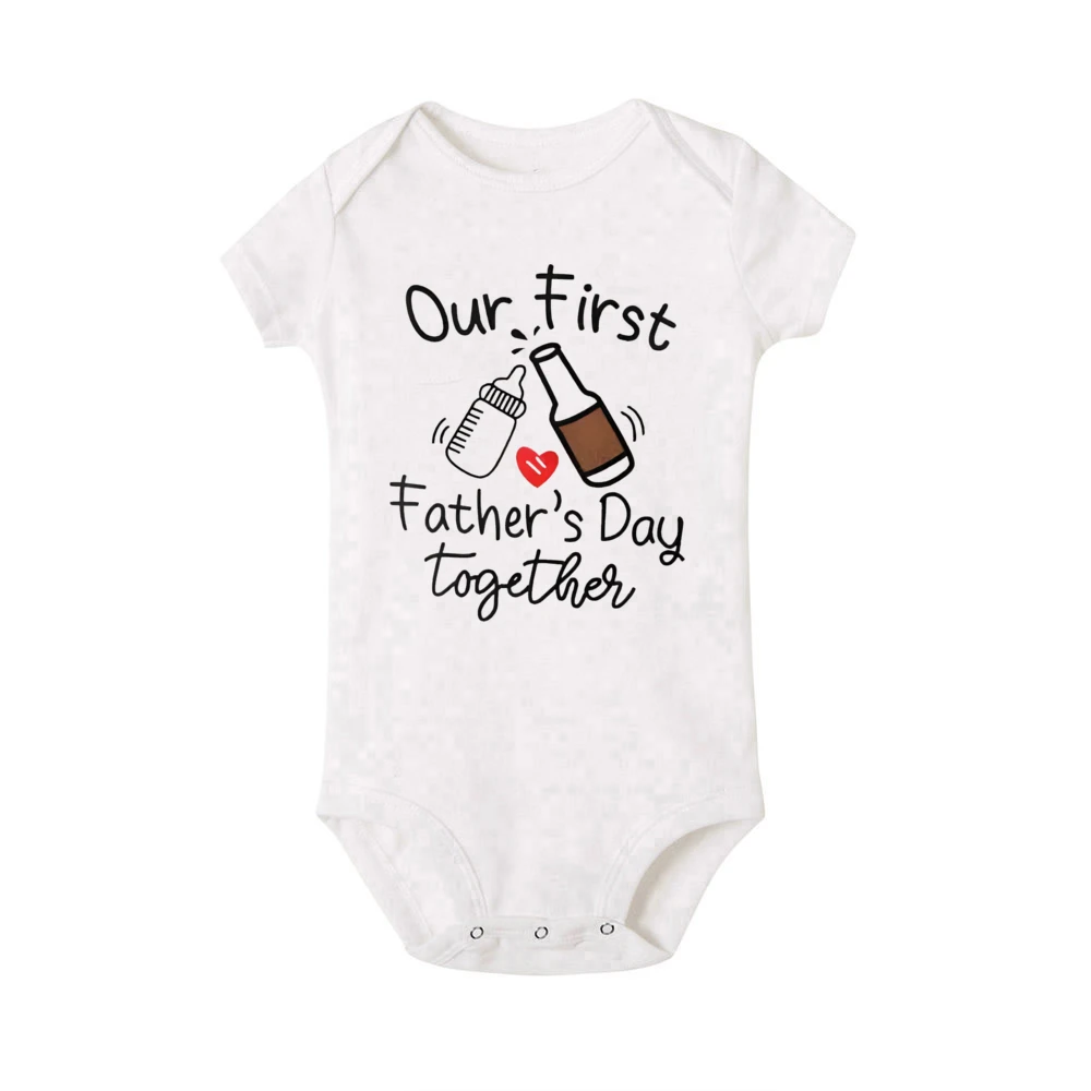 Our First Father’s Day Together Family Matching Outfit Print Family Outfits Dad T-shirt Baby Romper Farhers Day Family Clothes
