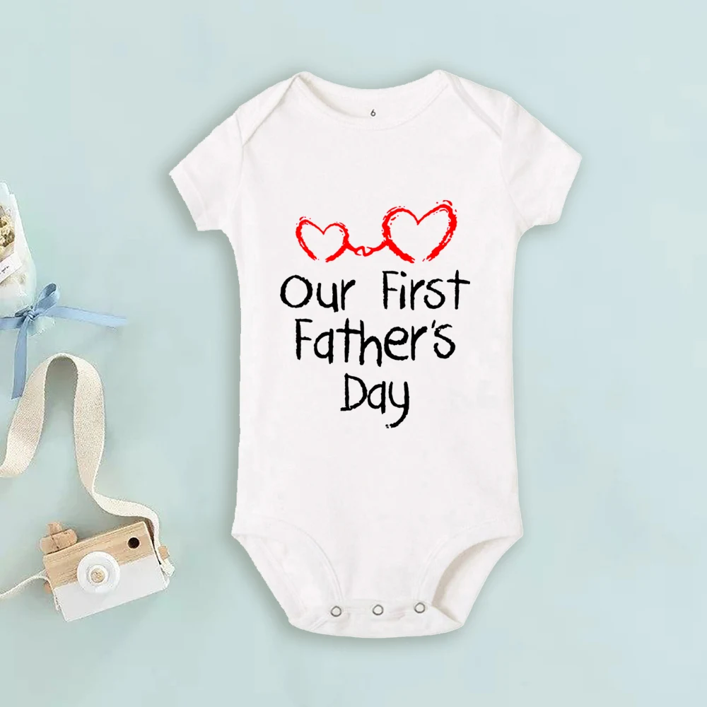 Our First Father’s Day Together Family Outfit Letter Print Family Matching Set Casual Round Neck Matching Outfit Clothing