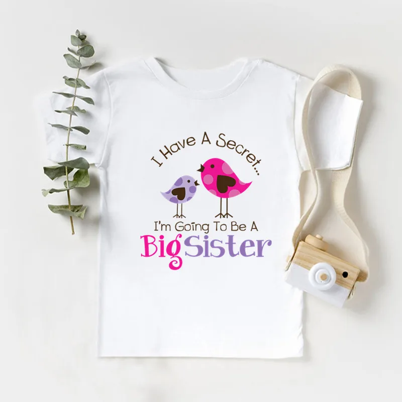 I’m Being Promoted To Big Sister 2022 Print Kids T-shirts Girls Funny Baby Clothes Kids Announcement T shirt Cute Children Tops