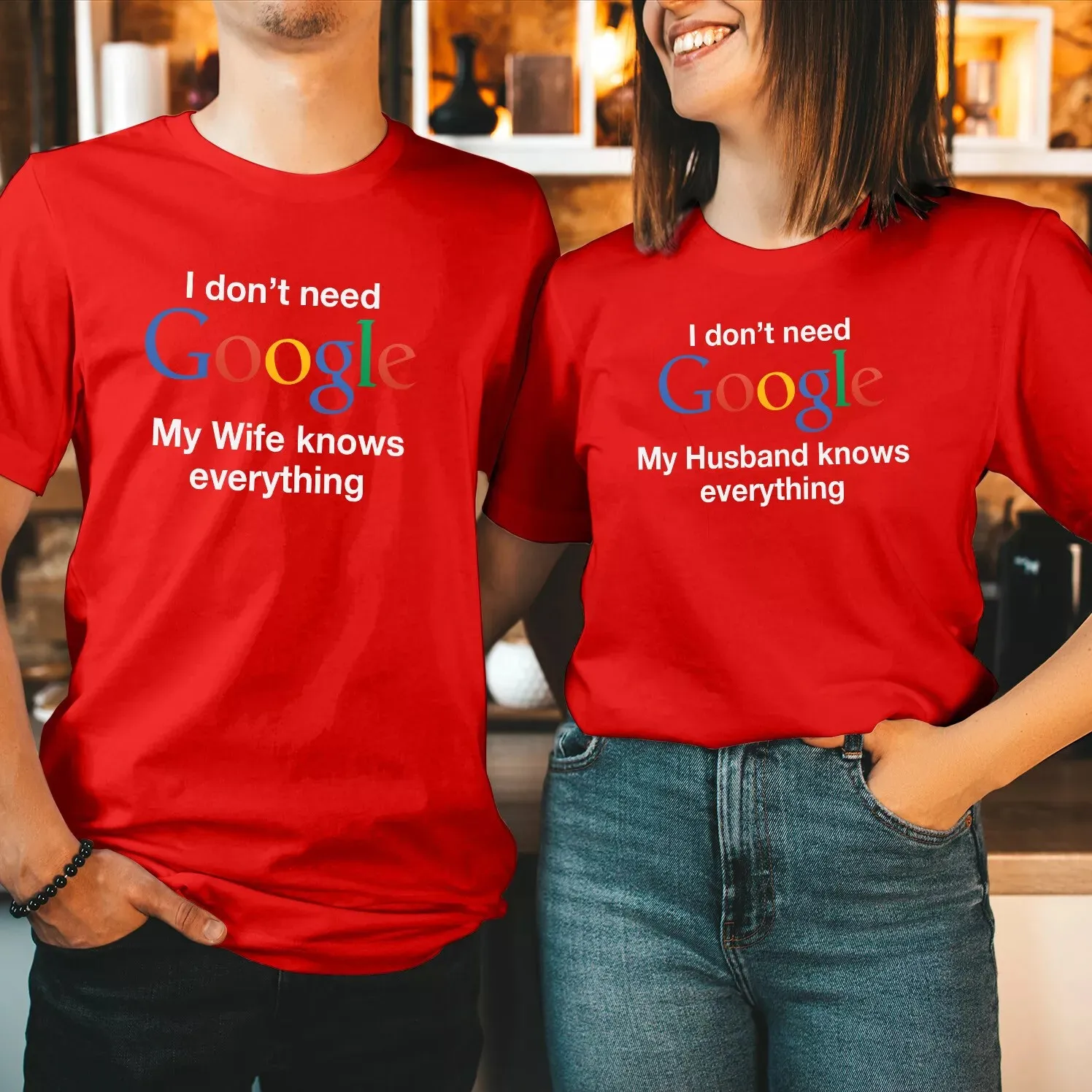 I Don’t Need Google My Wife Knows Everything Valentines Day Shirt Light up Christmas season outfits with T-Shirts
