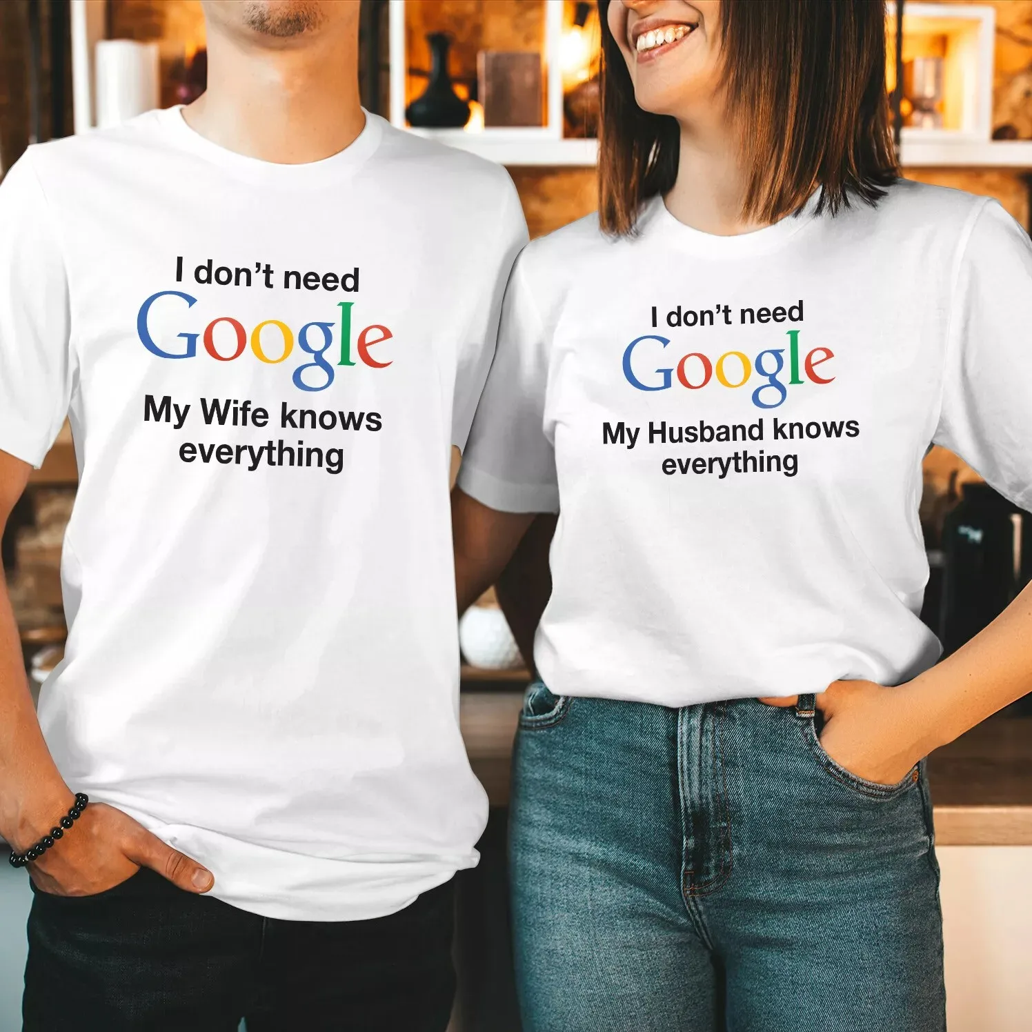 I Don’t Need Google My Wife Knows Everything Valentines Day Shirt Light up Christmas season outfits with T-Shirts